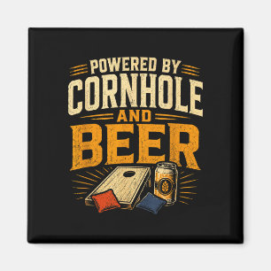 Powered by cornhole and beer funny tailgate magnet