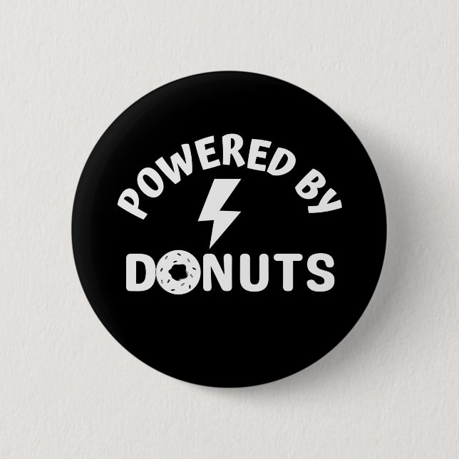 powered by donuts 2 inch round button (Front)