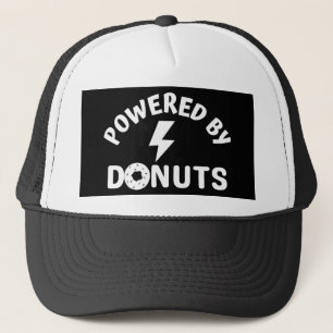 powered by doughnuts trucker hat