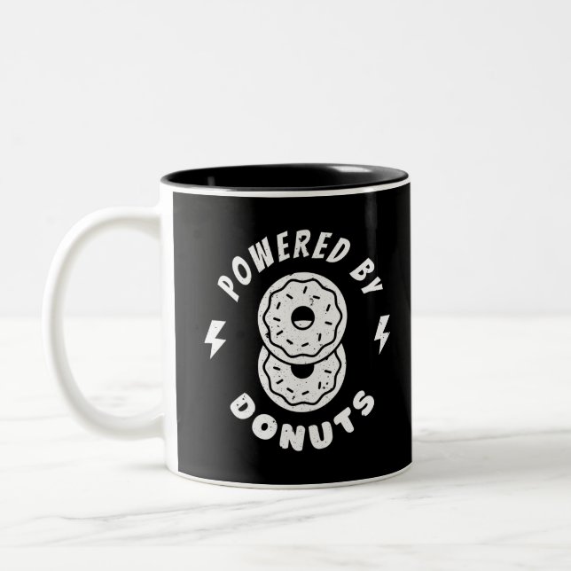 Powered By Doughnuts Two-Tone Coffee Mug (Left)