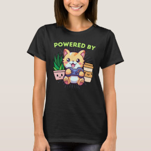 Powered By Gamer Cat Plants Coffee Video Games & T-Shirt