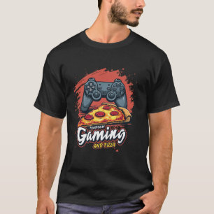 Powered by Gaming and Pizza Video Games Lover Funn T-Shirt