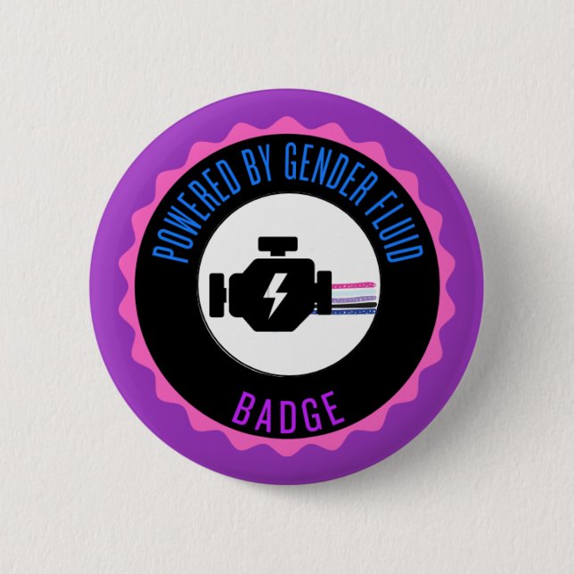 Powered by gender fluid badge 2 inch round button (Front)