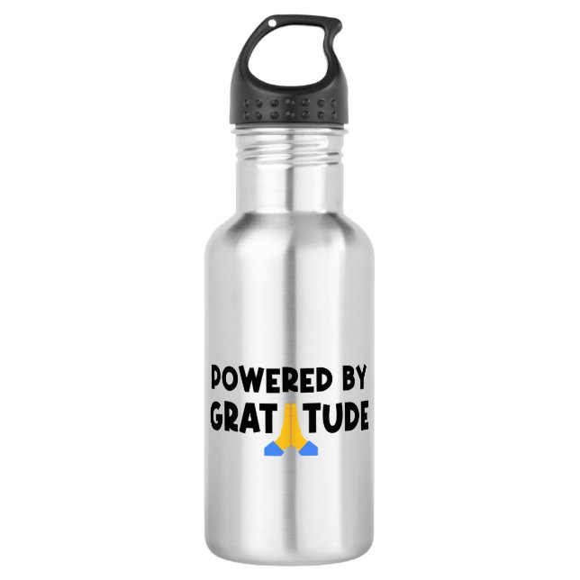 Powered By Gratitude 532 Ml Water Bottle (Front)