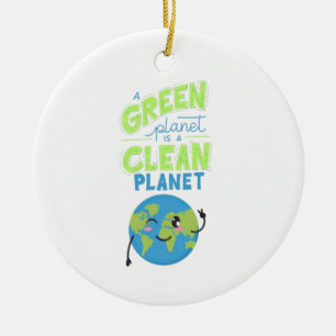 Powered by Green: Thrive with Nature" Ceramic Ornament
