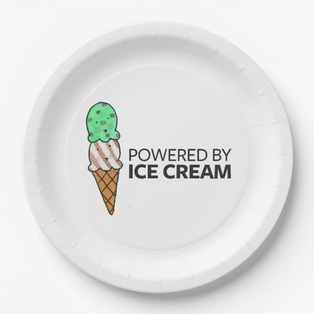 Powered by Ice Cream Paper Plate (Front)