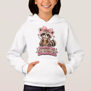 Powered by Iced Coffee Cute Coquette Raccoon Kids