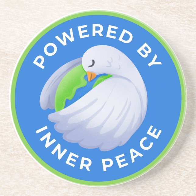 Powered by Inner Peace Dove Sandstone Coaster (Front)
