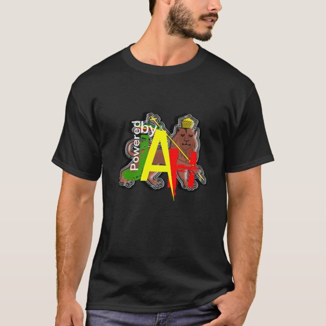 Powered By Jah Lion of Judah Rastafari T/Shirts T-Shirt (Front)