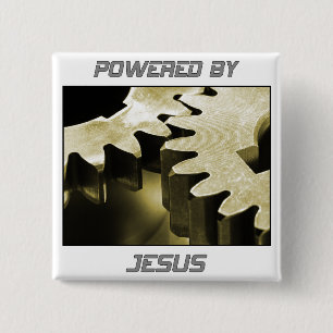 Powered By Jesus 2 Inch Square Button