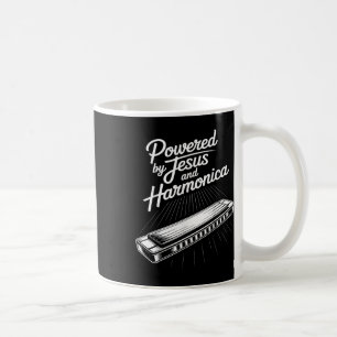 Powered By Jesus And Harmonica Christian Music Coffee Mug