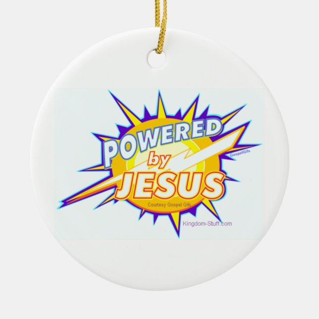 Powered by Jesus Ornament (Front)