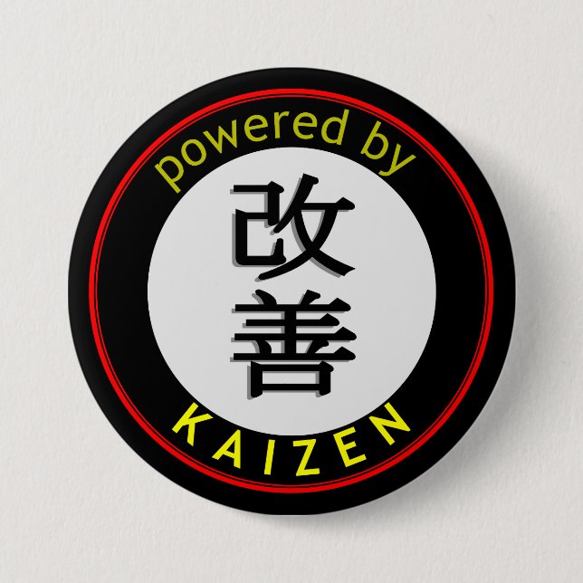 Powered by Kaizen 3 Inch Round Button (Front)