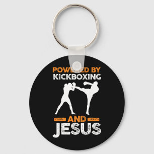 Powered By Kickboxing And Jesus Keychain