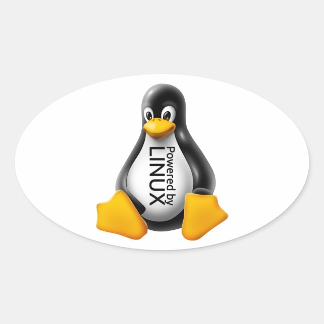 Powered by Linux Oval Sticker (Front)