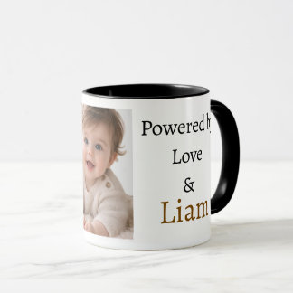 Powered by Love & Custom Name Photo Mug | Personal