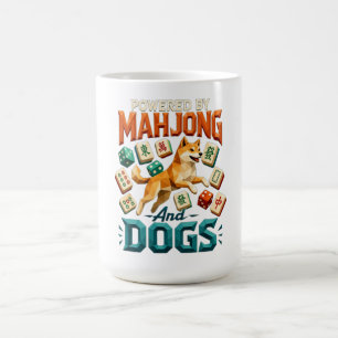 Powered by Mahjong and Dogs Shiba Inu Geometric Coffee Mug