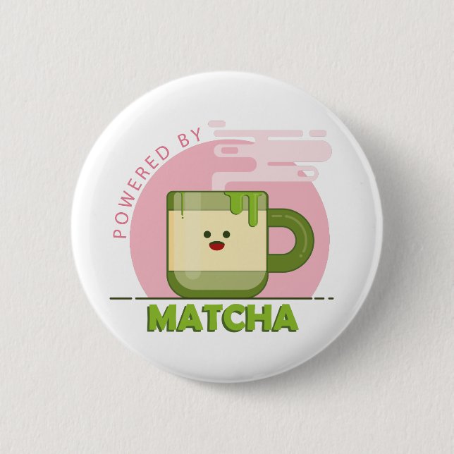 Powered by Matcha Badge 2 Inch Round Button (Front)