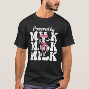 Powered by Milk Dairy Farmer Cow Dairy Farming Gir T-Shirt