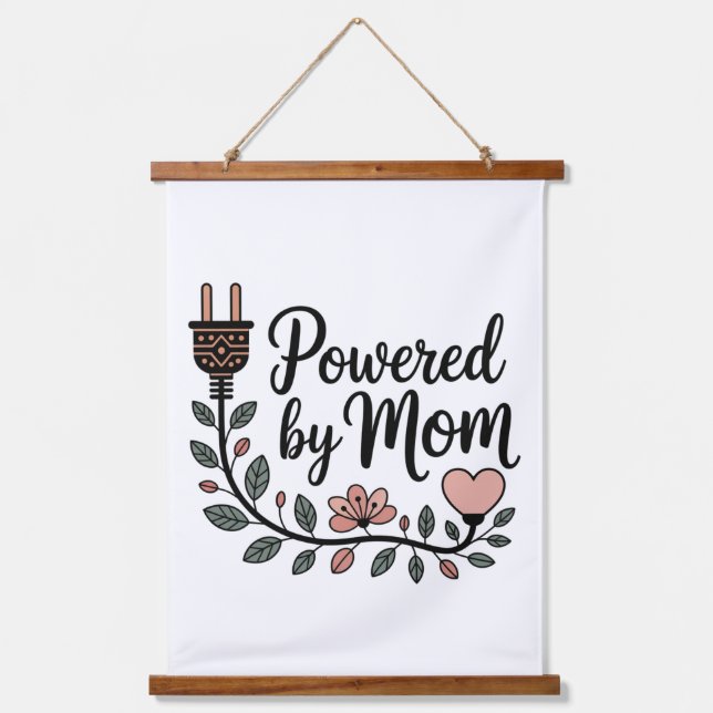 Powered By Mom Hanging Tapestry (Front)