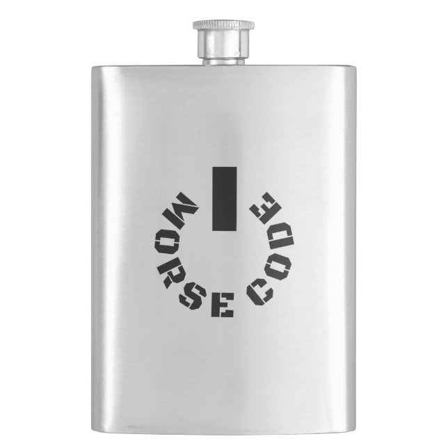 Powered by Morse Code Hip Flask (Front)