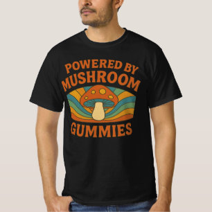 Powered By Mushroom Gummies Funny Cute Fungi T-Shirt