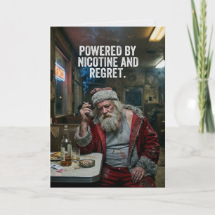Powered By Nicotine And Regret Santa Christmas Card