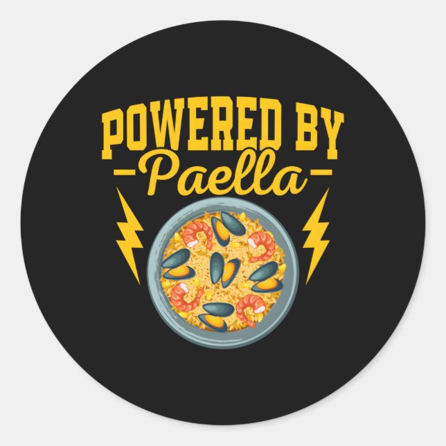 Powered By Paella Espana Rice Dish Food Classic Round Sticker (Front)