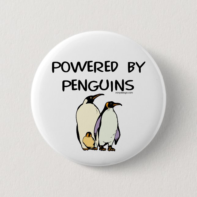 Powered By Penguins 2 Inch Round Button (Front)