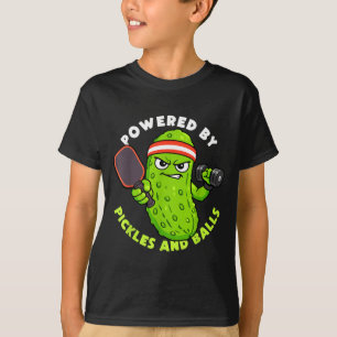 Powered by pickles and pickleball lovers men women T-Shirt