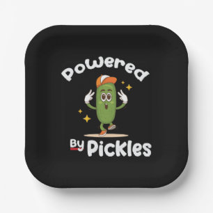 Powered By Pickles Food Pickle Funny Paper Plate