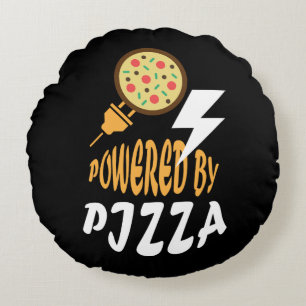 Powered by Pizza – Fun Food Lover Design Round Pillow