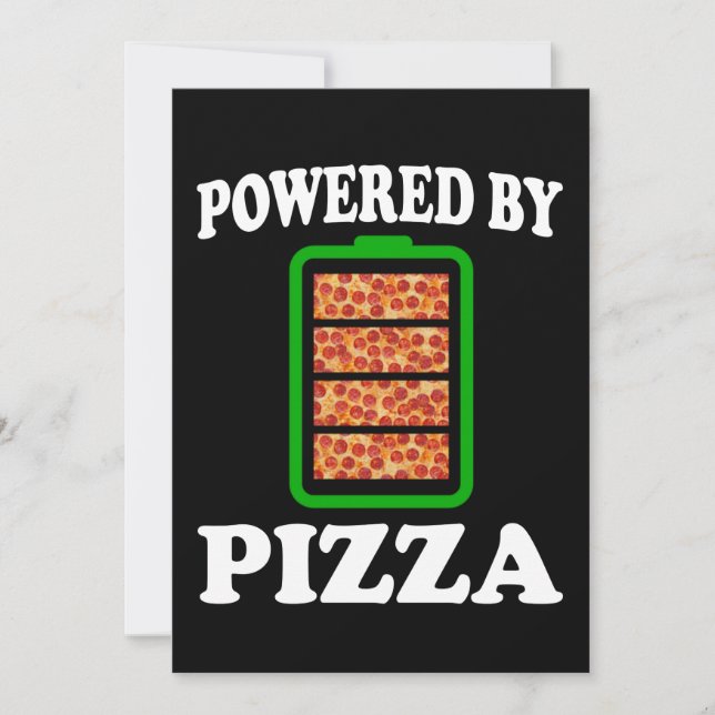  Powered By Pizza - Funny Pizza       Invitation (Front)