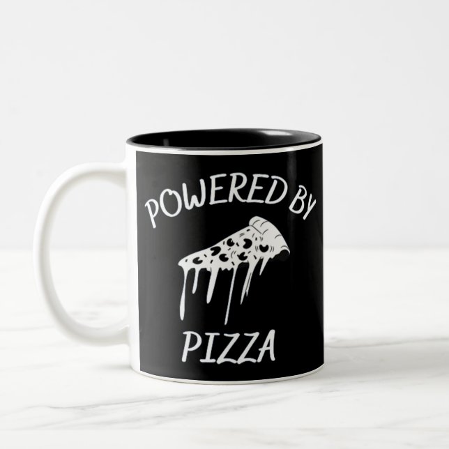 Powered By Pizza Two-Tone Coffee Mug (Left)