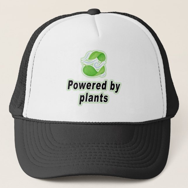 Powered By Plants For Vegan Plant Based Diet Gift Trucker Hat (Front)