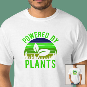 Powered By Plants Funny Green Vegan Vintage Sunset T-Shirt