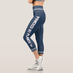 Powered by plants Vegan blue minimal Capri Leggings