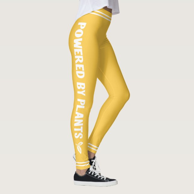 Powered by plants Vegan bright yellow minimal Leggings (Right)