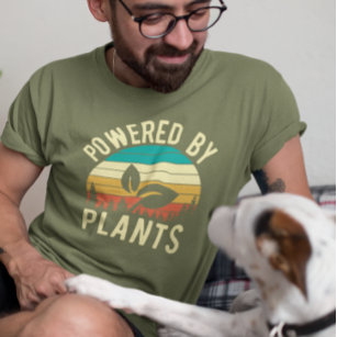 Powered by Plants Vegan Vegetarian Retro  T-Shirt