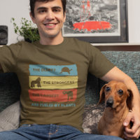 Powered by Plants Vegan Vegetarian Retro T-Shirt