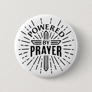 Powered by prayer 2 inch round button
