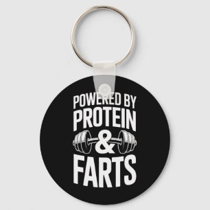 Powered By Protein And Farts Bodybuilding Weightli Keychain