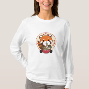 Powered By Ramen Cute Red Panda Eats Ramen Noodles T-Shirt