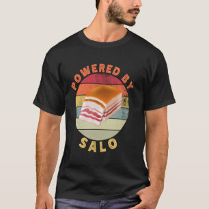 Powered By Salo Funny Retro Ukrainian Bacon Food L T-Shirt