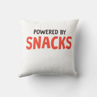 Powered by Snacks – Cute Cartoon Food Lover Design Throw Pillow