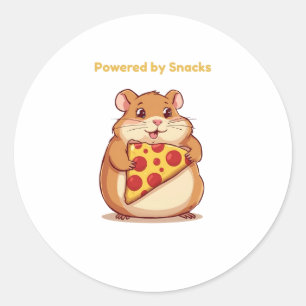 Powered by Snacks – Funny Hamster Food Lover Desig Classic Round Sticker