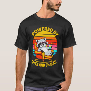 Powered By Spite And Snacks Raccoon Humour T-Shirt