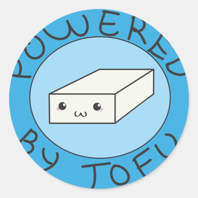 powered by tofu classic round sticker (Front)