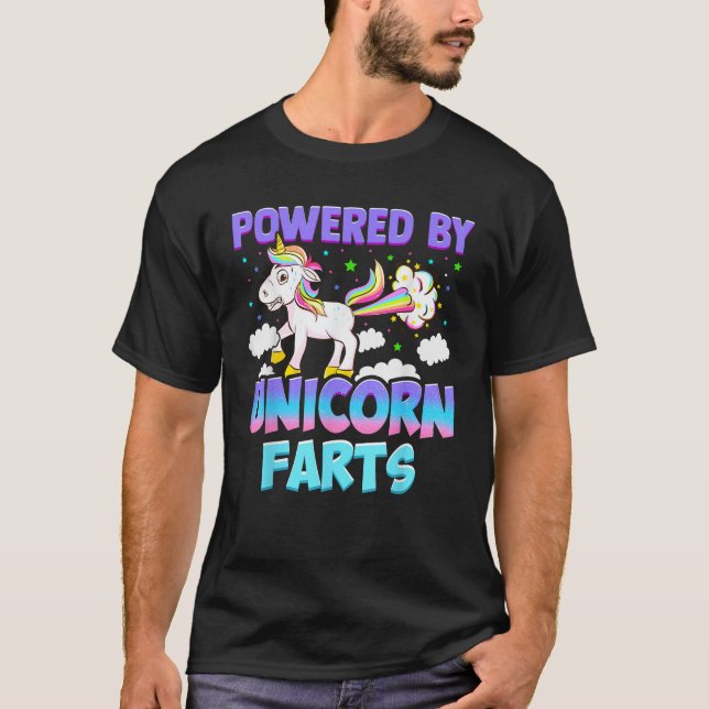 Powered by Unicorn Farts Unicorn Gift T-Shirt (Front)