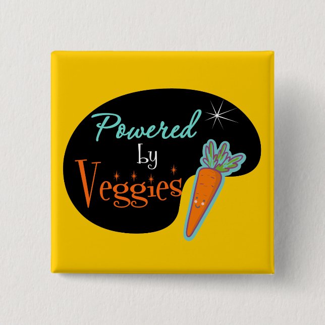 Powered by Veggies 2 Inch Square Button (Front)
